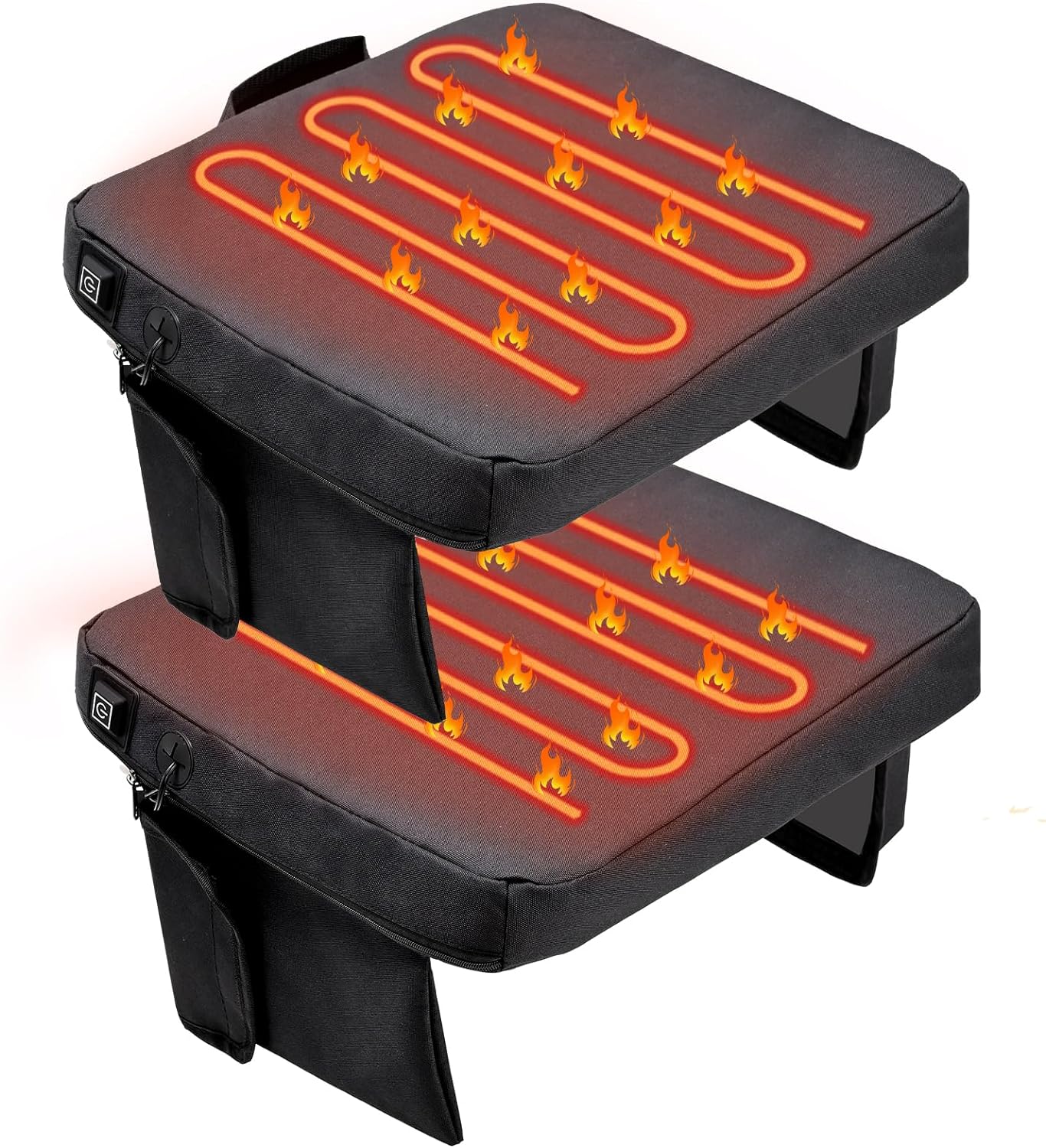 LILYPELLE Portable Heated Seat Cushion 2 Pieces, Stadium Seats for Bleachers, Heating Seat Pad for Outdoor Sports Events, Camping, Bleachers, Ice Fishing (Power Bank Not Included)